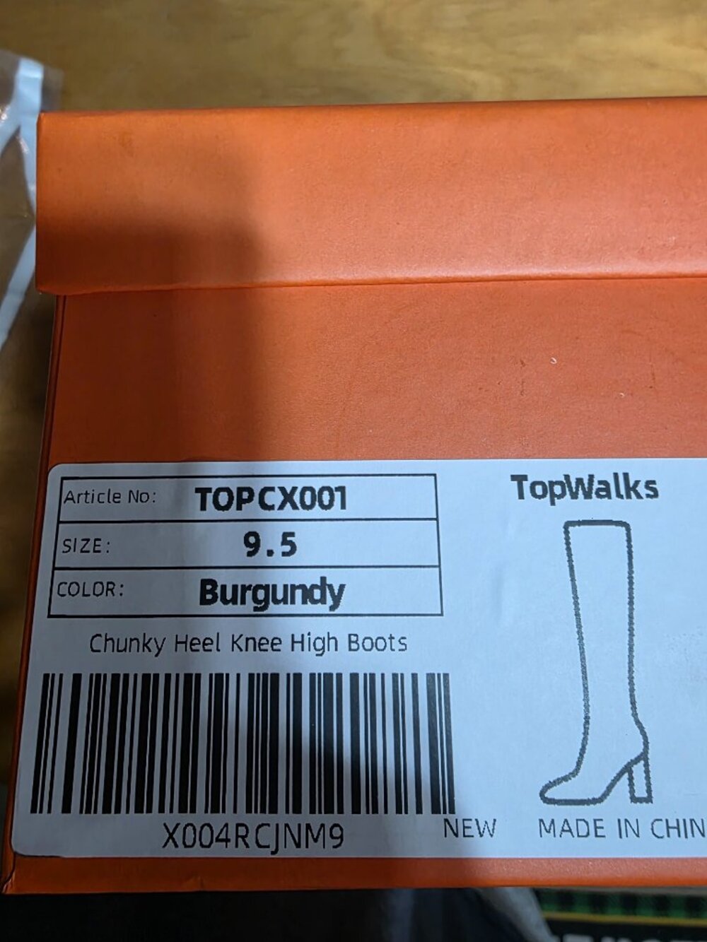 TopWalks Chunky Heel Knee High Boots Womens 9.5 Burgundy Zip Up - Picture 2 of 7